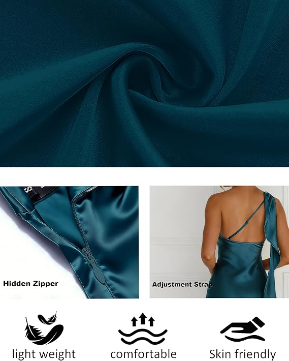 Vestido Maxi de un Solo Hombro en Satin - Talla S