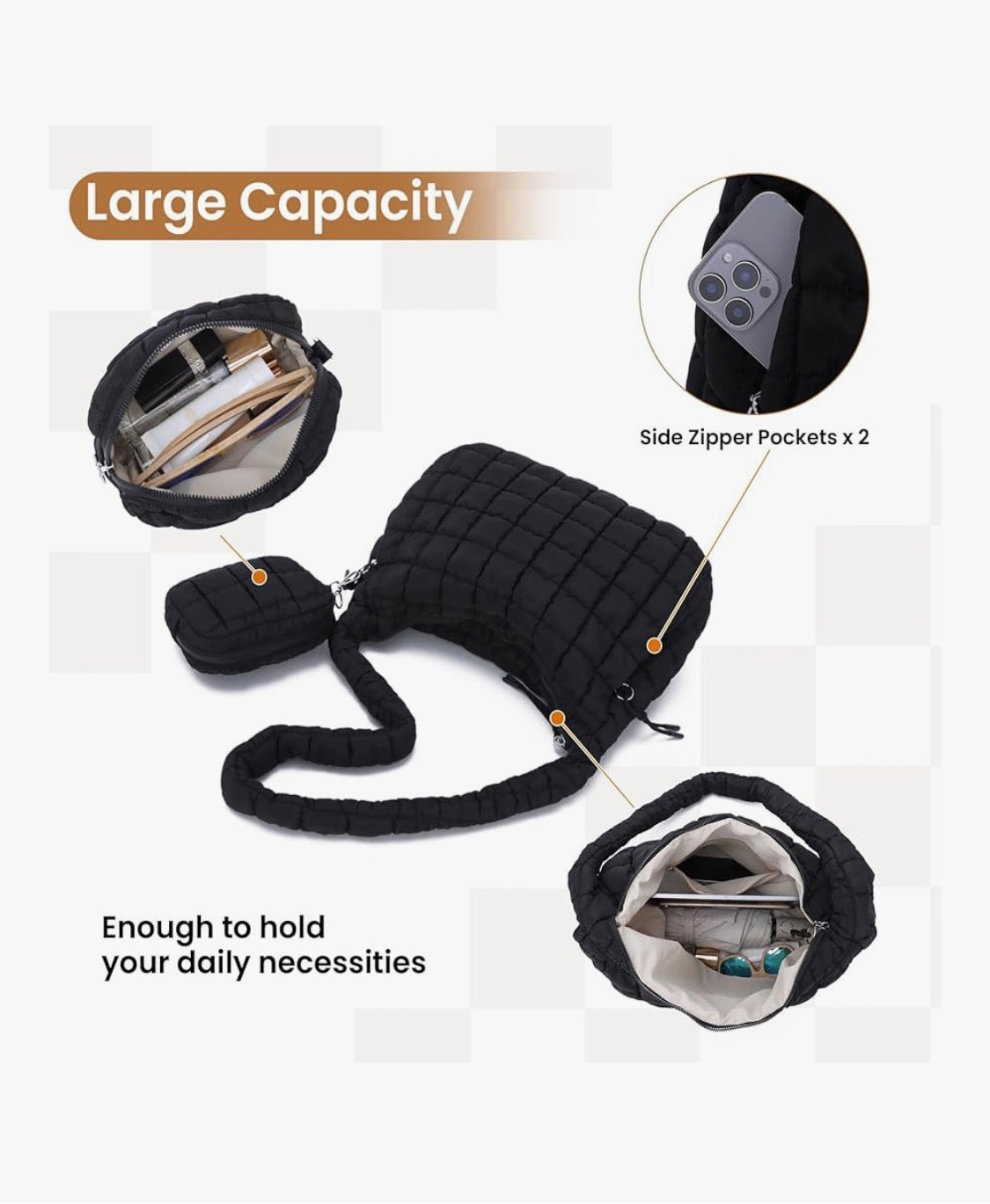 Bolso acolchado grande para mujer Oweisong