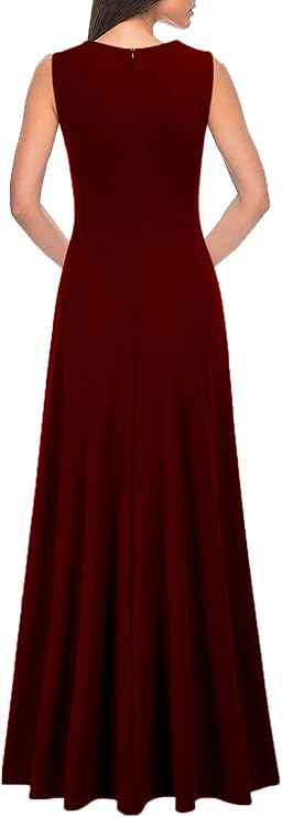 Vestido de cóctel sexy con cuello en V y bolsillos, formal largo para fiesta- Talla XL