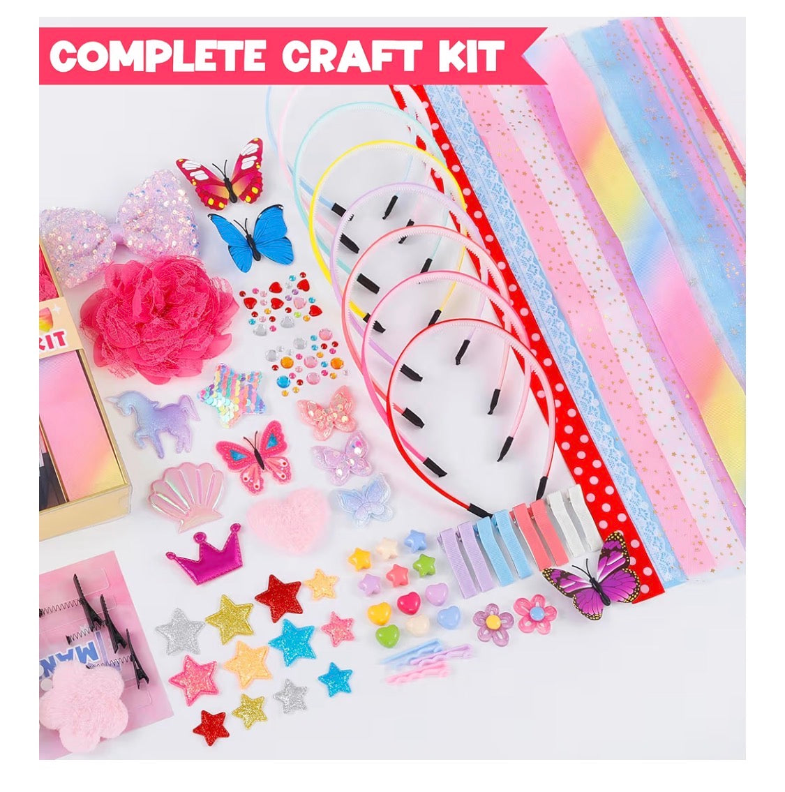 Yasest Kit de manualidades para niñas - Kit de hacer diademas DIY accesorios para cabello 89 piezas