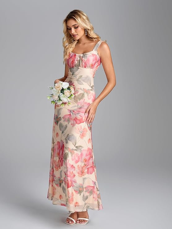 Vestido Maxi formal de Fiesta con Cuello Cuadrado -Talla XL