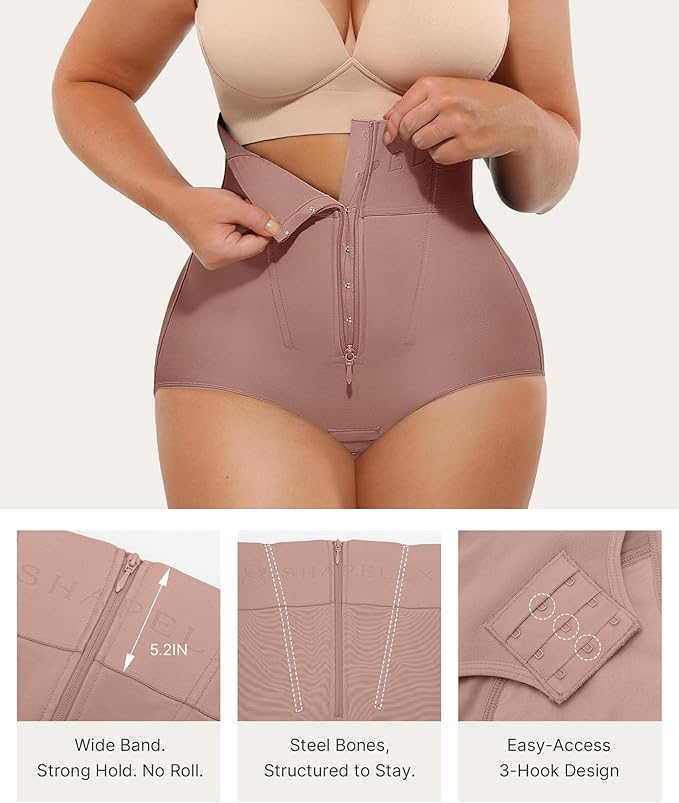 Faja para control abdominal con banda ancha, cintura alta para moldear el cuerpo SHAPELLX (Talla S)