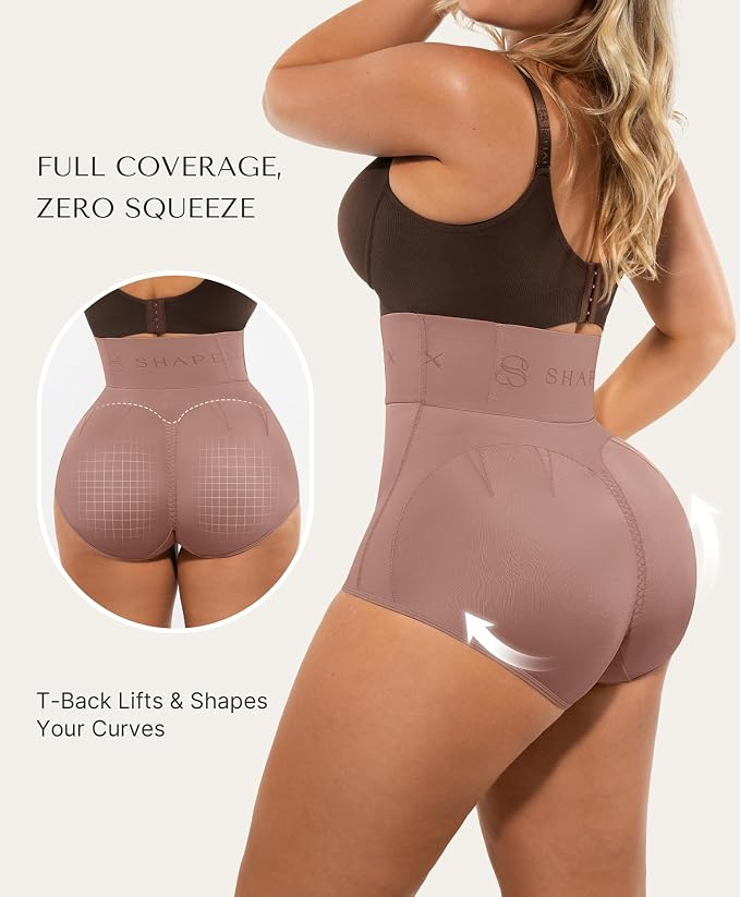 Faja para control abdominal con banda ancha, cintura alta para moldear el cuerpo SHAPELLX (Talla S)