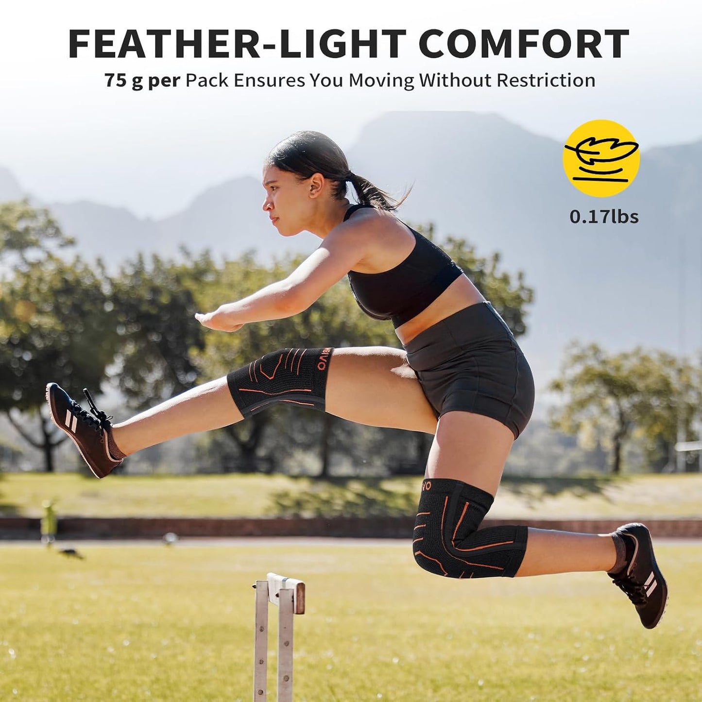 Rodillera CAMBIVO 2 Pack para mujeres y hombres, mangueras de compresión sin látex y sin silicona con estabilizadores laterales, soporte ligero para la rodilla para artritis, menisco, caminar, correr