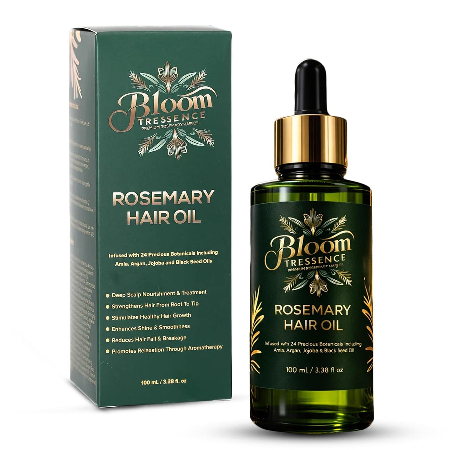 Aceite Capilar de Romero Premium para el Crecimiento del Cabello – Anticaída y Tratamiento del Cuero Cabelludo con 24 Aceites Botánicos