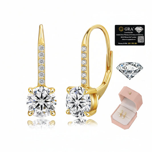 Pendientes de Moissanita KRKC, diamante creado en laboratorio de 1.0ct-2.0ct, chapados en oro 14k