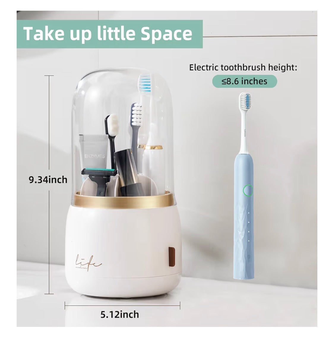 Soportes para cepillos de dientes en baños con cubierta giratorios de 7 ranuras
