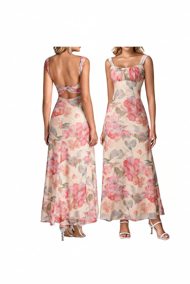Vestido Maxi formal de Fiesta con Cuello Cuadrado -Talla XL
