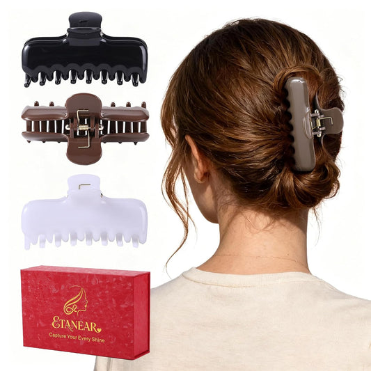 Ganchos rectangulares grandes para mujer antideslizante de 3,8" para todo tipo de pelo (Unidad)