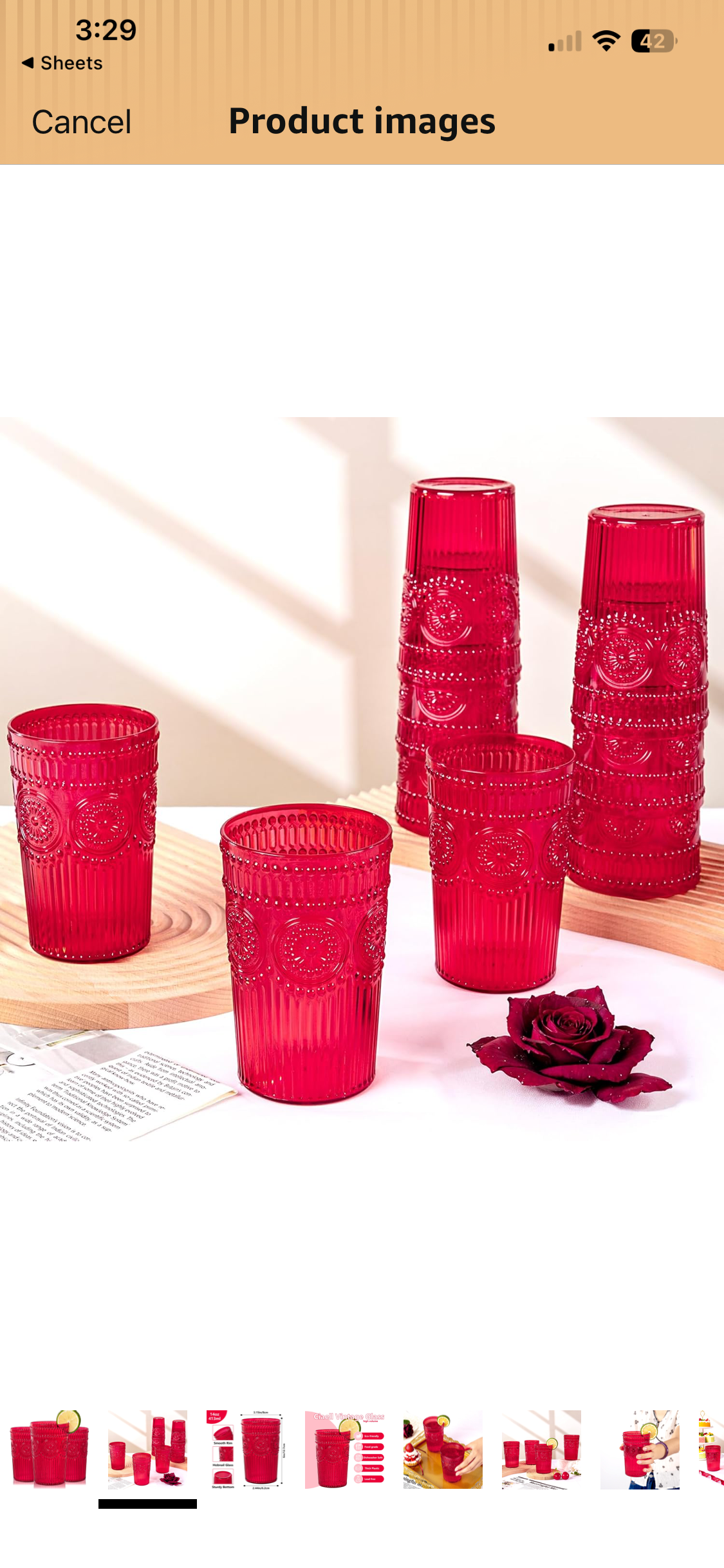 Ciaell pack de vasos románticos de agua de plástico - 5 vasos rojos vintage de 14 oz,