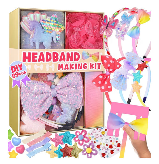 Yasest Kit de manualidades para niñas - Kit de hacer diademas DIY accesorios para cabello 89 piezas